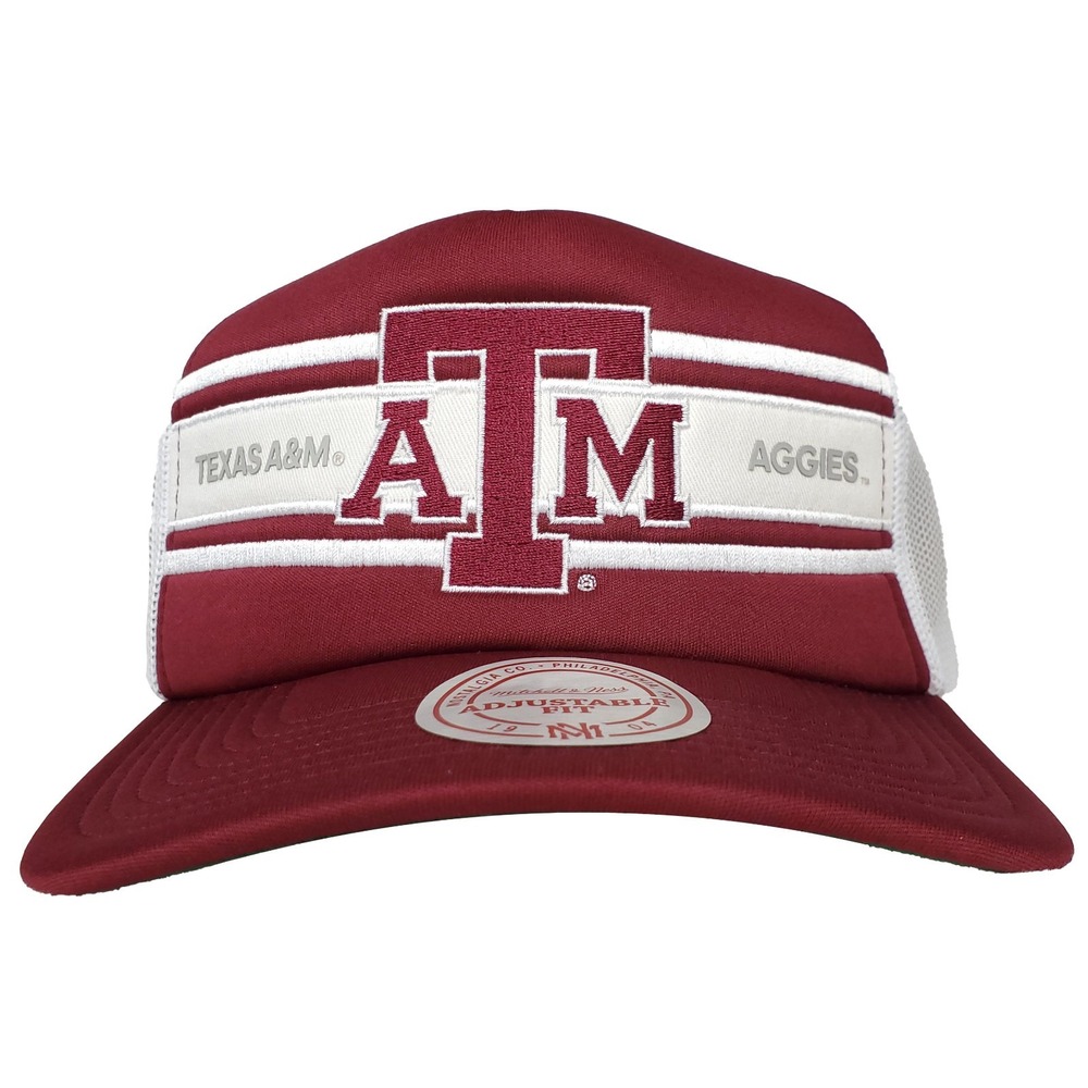 Texas A&M Aggies Mitchell & Ness NCAA Trucker Snapback Hat Cap Maroon White NWT